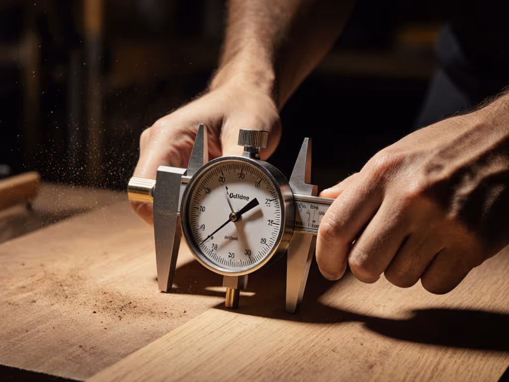 woodworker_testing_bench_stability_with_dial_indicator